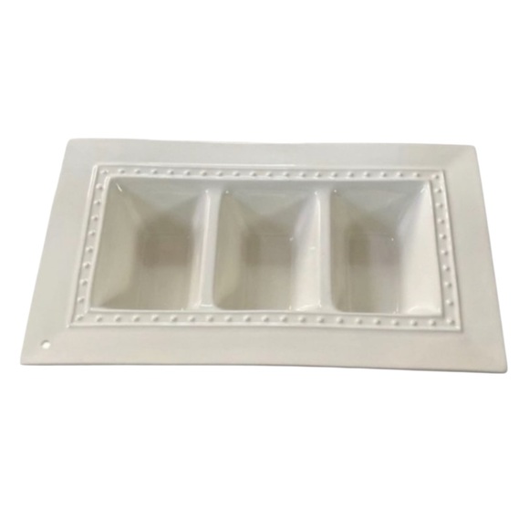 Nora Fleming Retire White Divided Garnish Pearl Dot Serving Tray - Picture 4 of 13